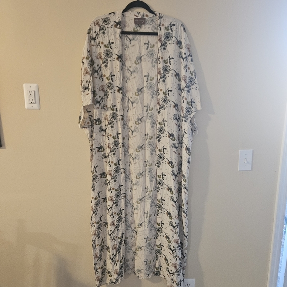 Anthropologie Bel Kazan Sadie Duster Womens OS Ivory Dandelion Long Line Beachy - Picture 2 of 6